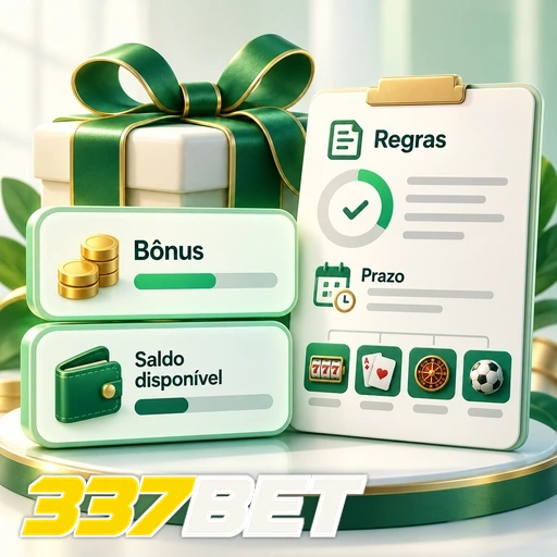 337BET — ilustração de bônus, saldo disponível e lista de regras e prazos