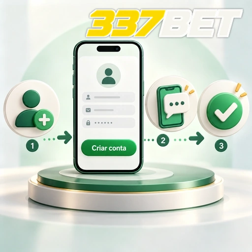 337BET — ilustração das etapas de criação de conta no celular