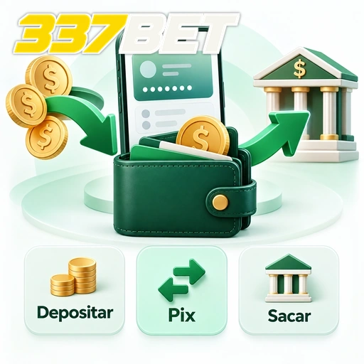 337BET — ilustração de carteira digital com depósito, Pix e saque