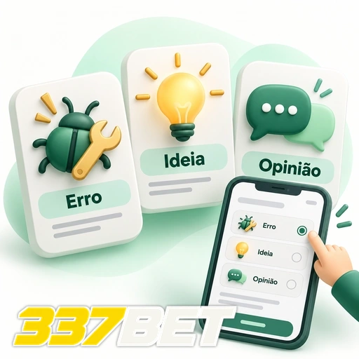 337BET — ilustração das categorias de feedback: erro, ideia e opinião