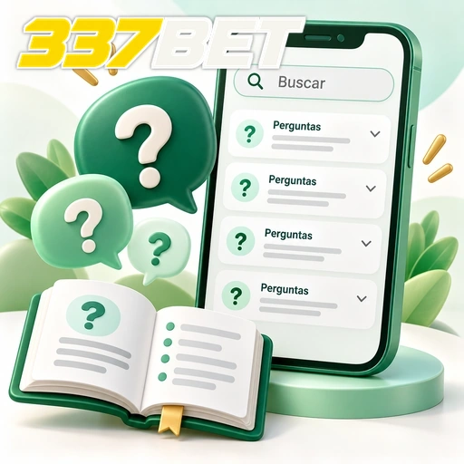 337BET — ilustração de perguntas frequentes no celular com busca e pontos de interrogação