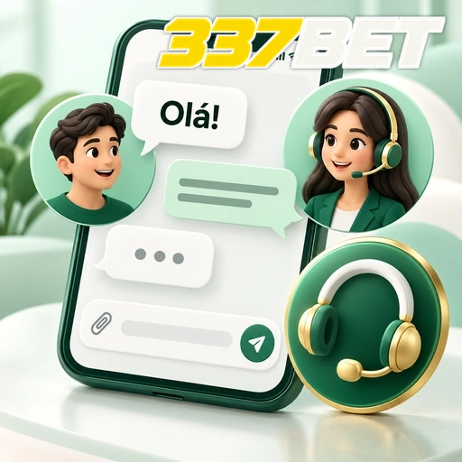337BET — ilustração de conversa de suporte no celular com atendente e headset