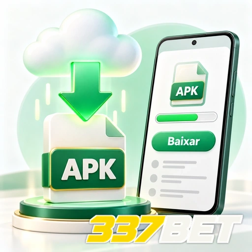 337BET — ilustração de download de APK com seta, nuvem e celular