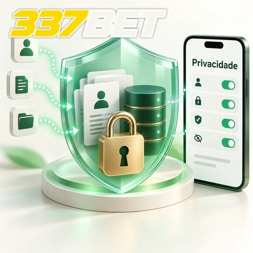337BET — ilustração de privacidade e proteção de dados com escudo, cadeado e celular