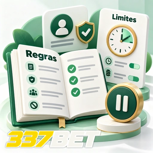 337BET — ilustração de regras de uso com lista, limites de tempo e símbolo de pausa