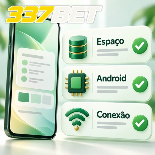 337BET — ilustração dos requisitos de espaço, Android e conexão para o aplicativo