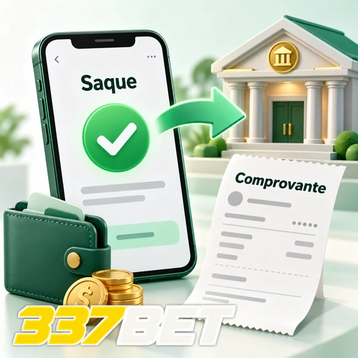 337BET — ilustração de saque confirmado com carteira, moedas e comprovante
