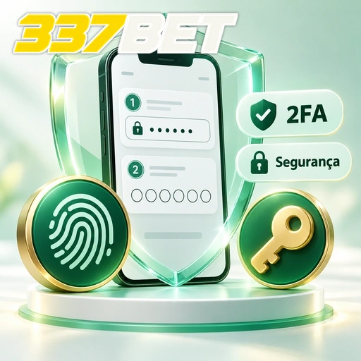 337BET — ilustração de segurança da conta com autenticação em duas etapas, impressão digital e chave